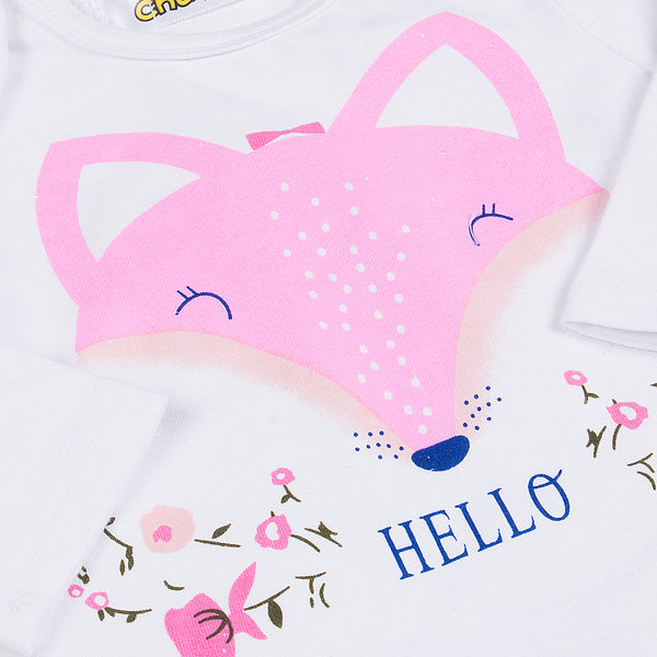 Fox Romper Tops + Pink Leggings Pants