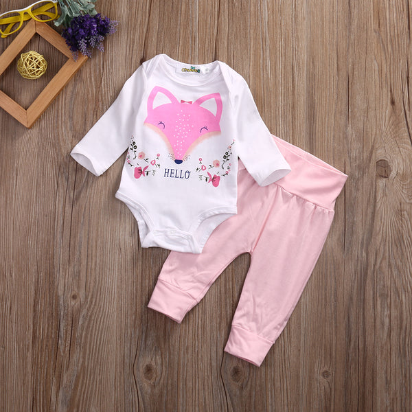 Fox Romper Tops + Pink Leggings Pants