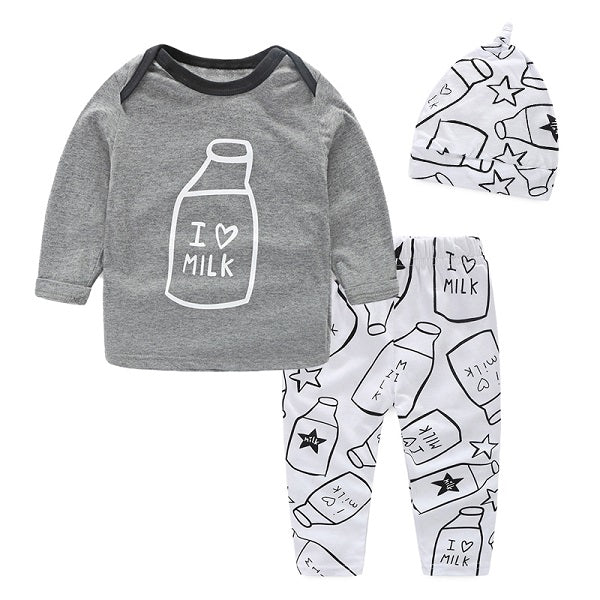 Milk Bottle Print Clothes Set